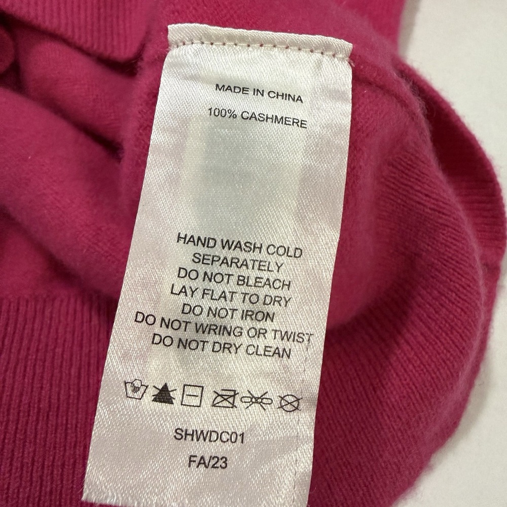 Quince Mongolian Cashmere Sweater Women's S Raspberry Pink V Neck Long Sleeve - Picture 5 of 7